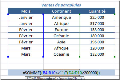 Formule matricielle - Recherche d'une chaîne de caractères - e11